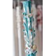  Turquoise Handmade Sculpted Candle with Two Carved Ends