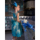 Blue Lace Flower Design Dress