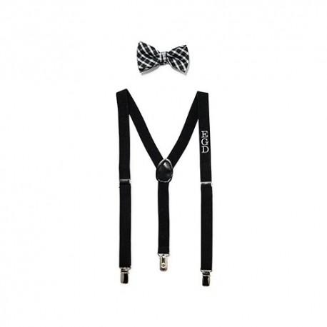 Boy's Custom Monogrammed Tuxedo Suspender And Bowtie Attire - Black ...