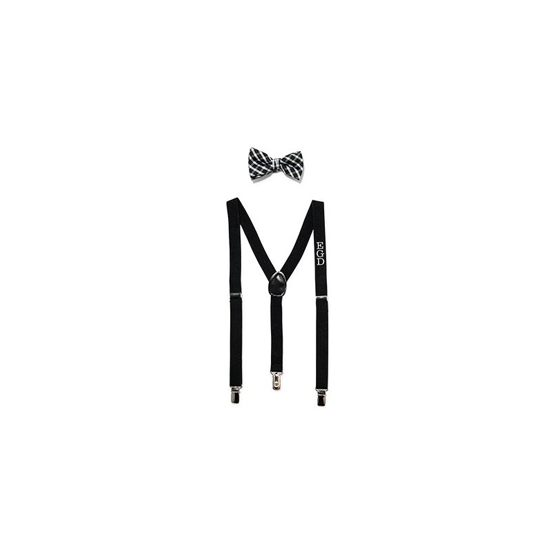 Boy's Custom Monogrammed Tuxedo Suspender And Bowtie Attire - Black ...