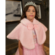 Elegant Flower Girl Fur Bolero with Bow Design White & Pink