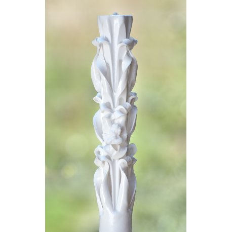 Angel White Handmade Sculpted Candle with One Carved Ends