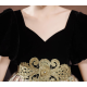 My Little Duchess Luxurious Black Velvet Princess Dress with black yellow/ black blue jacquard