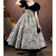 My Little Duchess Luxurious Black Velvet Princess Dress with black yellow/ black blue jacquard