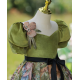 Luxury Green Velvet Princess Dress with Floral Design