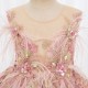 Luxury Shades of Pink Princess Dress with Floral Design and Feathers