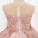 Luxury Shades of Pink Princess Dress with Floral Design and Feathers